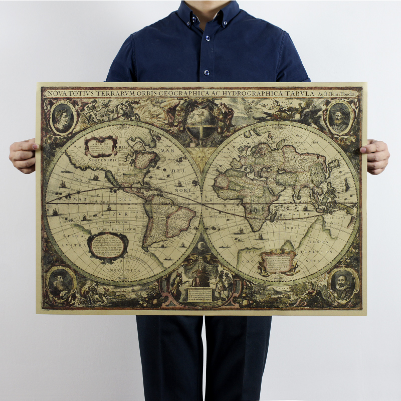 Star Map Poster - 1641 old Nautical chart peta dunia