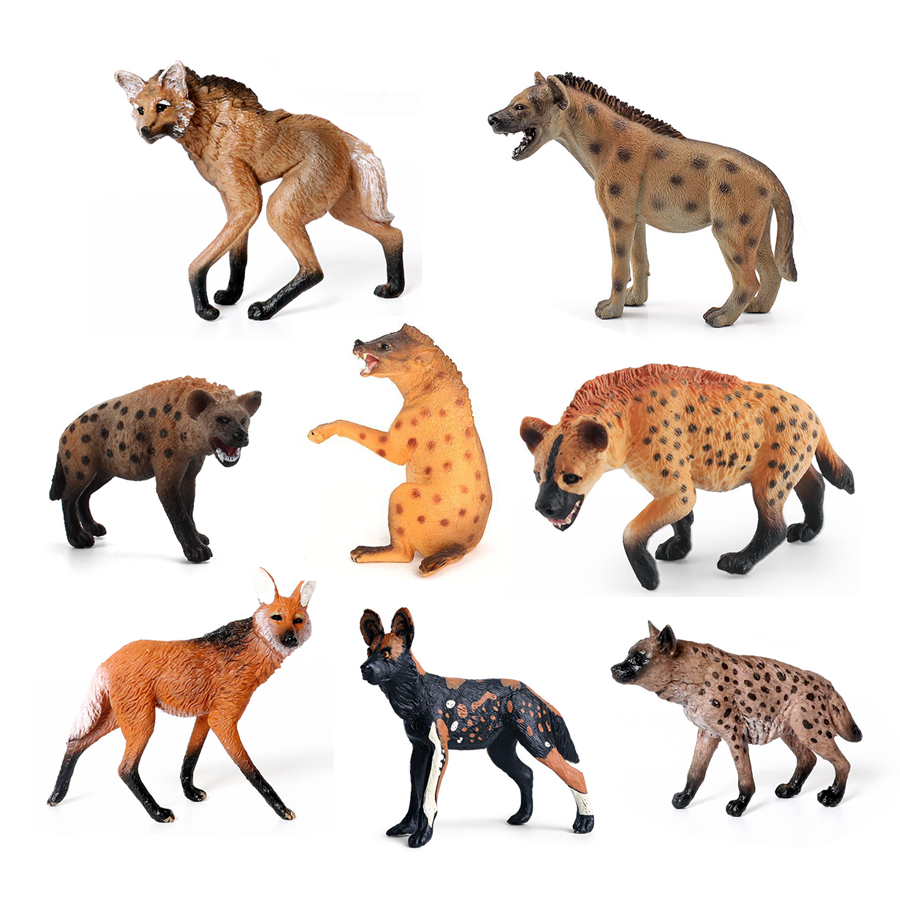 Science Toy - Hyena satwa liar plastik realistis, Serigala