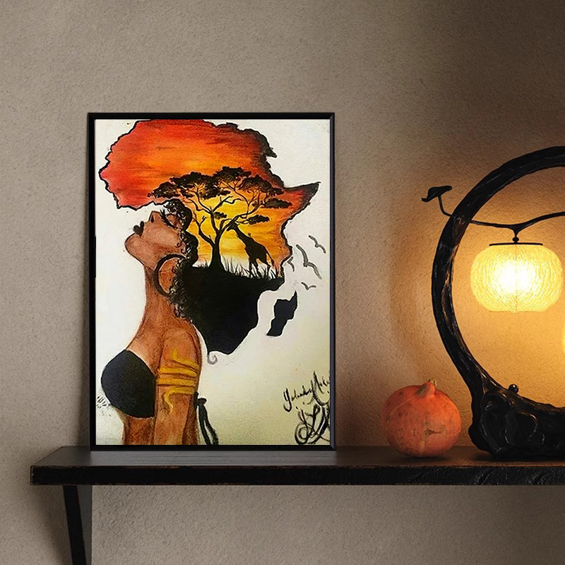 Star Map Poster - Poster wanita Afrika klasik abstrak peta
